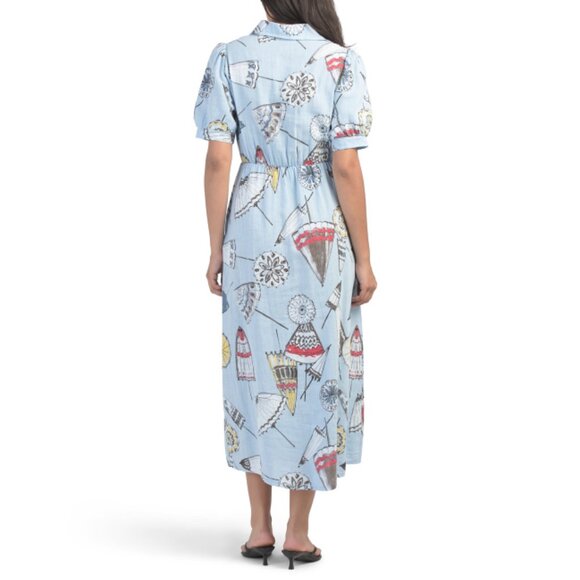 LA PICCOLA CREATIVA Italy Linen Blend Umbrella Print Maxi Dress - Picture 2 of 2